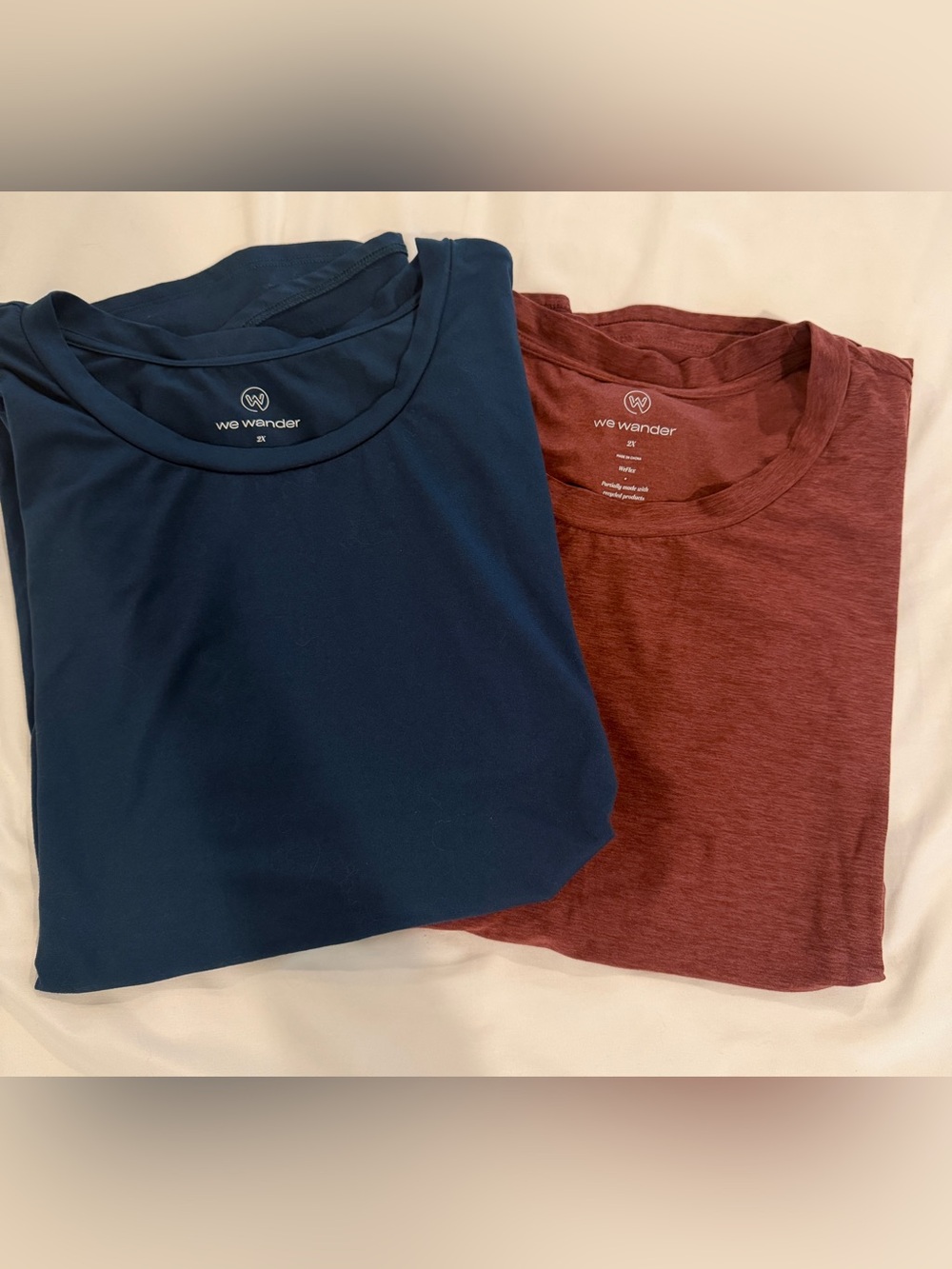 we wander Women’s Short Sleeve Crew Neck Tees 2- dark teal and brownish-burgundy